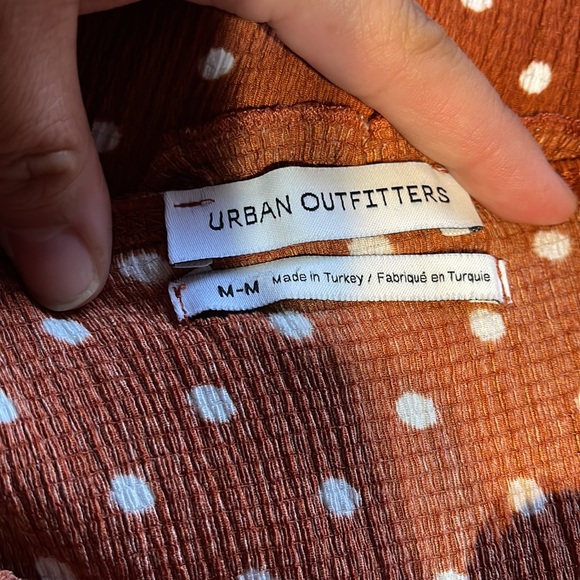 Urban Outfitters Women Burnt Orange Polka Dot Ruffle Boho Dress - Picture 7 of 7